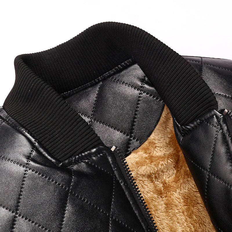 Men's quilted leather jacket with cozy inner lining Lisslune