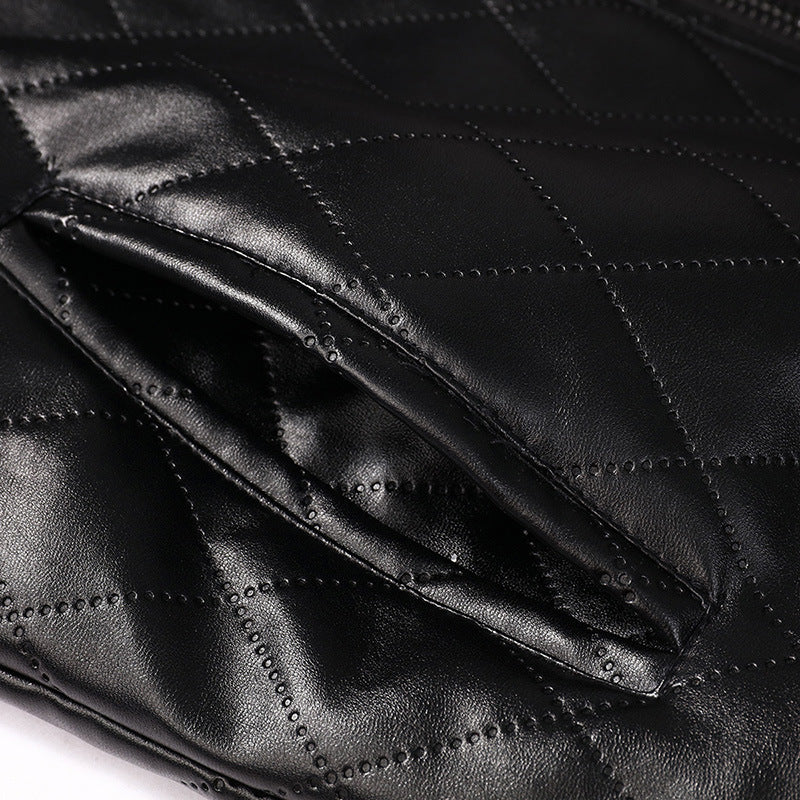 Men's quilted leather jacket with cozy inner lining Lisslune