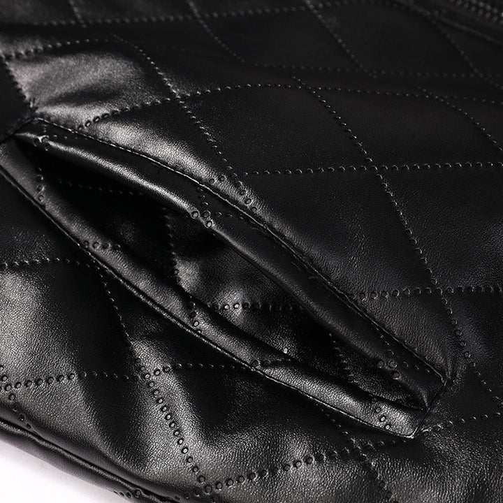 Men's quilted leather jacket with cozy inner lining Lisslune
