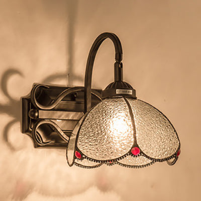 Lisslune | Thickened Shadow Wall Lamp Tiffany Tempered Glass 1 Light Wall Mount Fixture for Stair