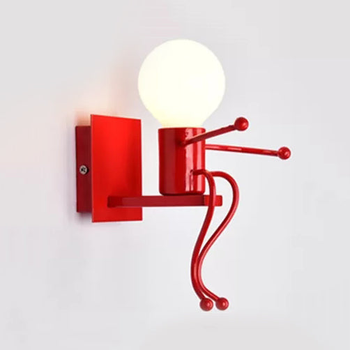 Skørter | Sitting People Shaped Night Light Metal Single Bulb Modern Stylish Wall Lamp in Red