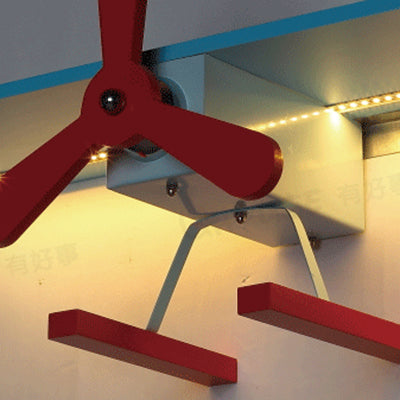 Skørter | Children's Propeller Airplane Wall Light Metal Wall Lamp in Blue and Red for Hallway Corridor