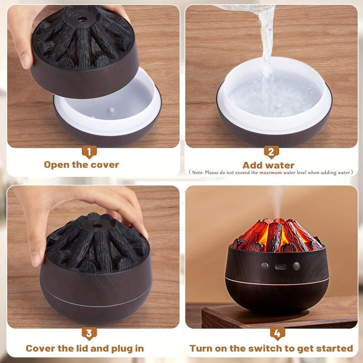Lisslune | Fire Diffuser - Mini simulated charcoal fire air humidifier with realistic flame effect