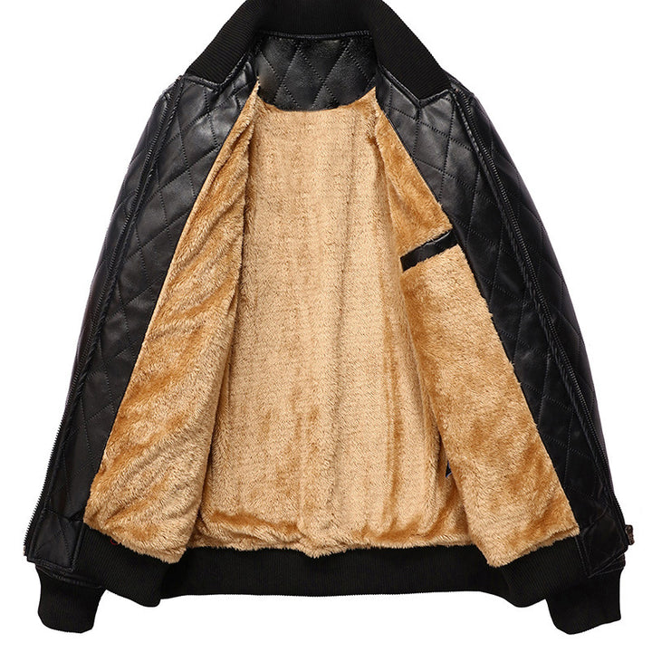 Men's quilted leather jacket with cozy inner lining Lisslune