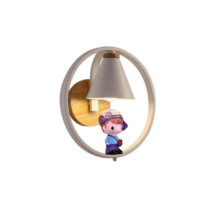 Skørter | Cone Shade Wall Light Nordic Metal 1 Light Black/White Finish Wall Lamp with Boys Deco