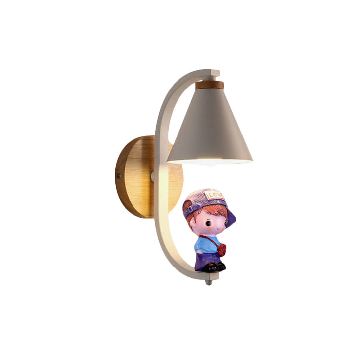 Skørter | Cone Shade Wall Light Nordic Metal 1 Light Black/White Finish Wall Lamp with Boys Deco