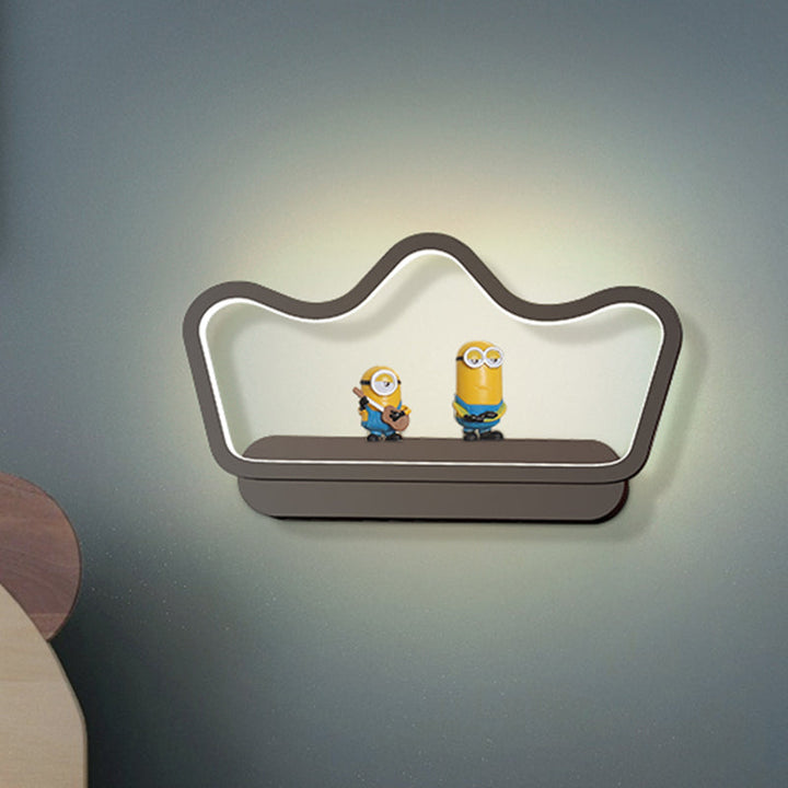 Skørter | Iron Bear/Crown Frame Wall Lamp Nordic Style LED Wall Fixture in Black/Gold for Children's Bedside