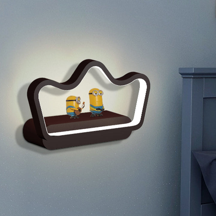Skørter | Iron Bear/Crown Frame Wall Lamp Nordic Style LED Wall Fixture in Black/Gold for Children's Bedside