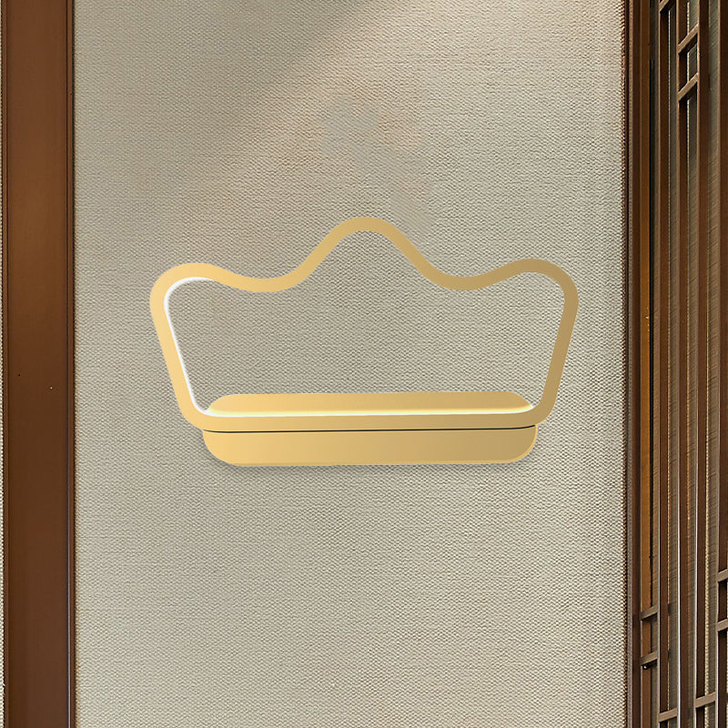 Skørter | Iron Bear/Crown Frame Wall Lamp Nordic Style LED Wall Fixture in Black/Gold for Children's Bedside