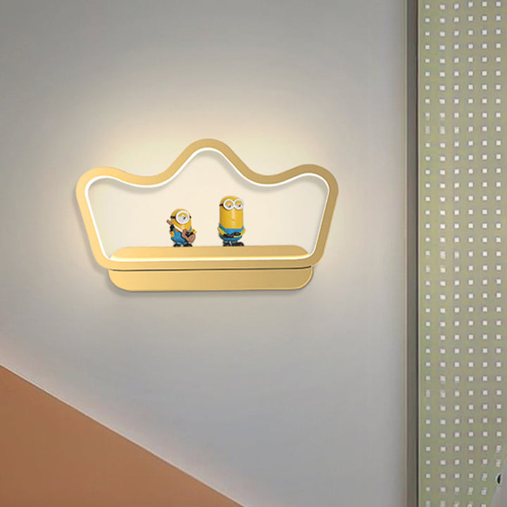 Skørter | Iron Bear/Crown Frame Wall Lamp Nordic Style LED Wall Fixture in Black/Gold for Children's Bedside
