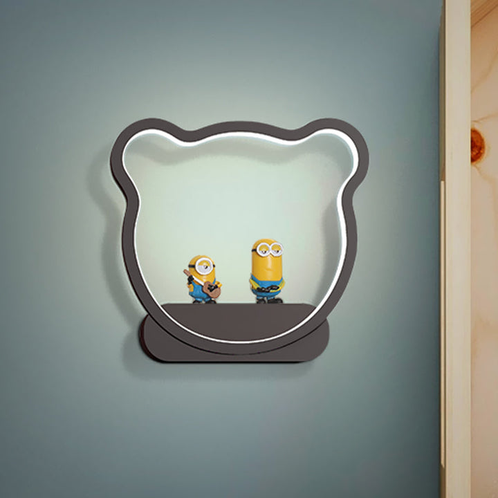 Skørter | Iron Bear/Crown Frame Wall Lamp Nordic Style LED Wall Fixture in Black/Gold for Children's Bedside