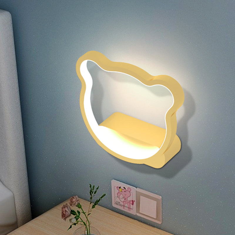 Skørter | Iron Bear/Crown Frame Wall Lamp Nordic Style LED Wall Fixture in Black/Gold for Children's Bedside