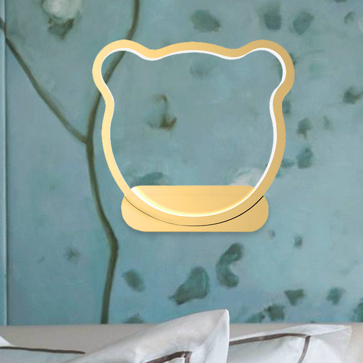 Skørter | Iron Bear/Crown Frame Wall Lamp Nordic Style LED Wall Fixture in Black/Gold for Children's Bedside