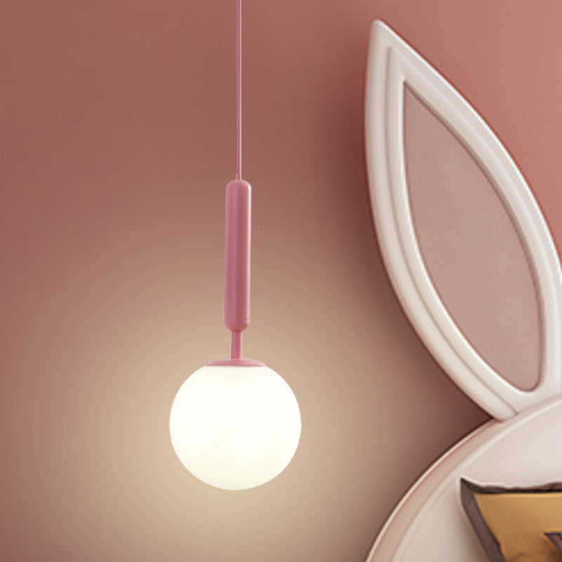Skørter | 1 Bulb Wall Pendant Light Minimalism Pink Finish Wall Mounted Lamp with Globe White Matte/Clear Water Glass Shade