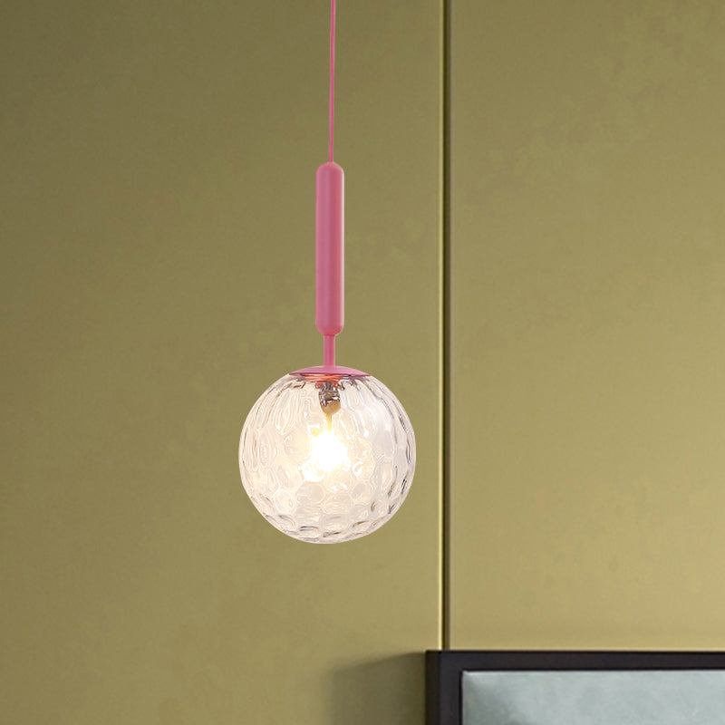 Skørter | 1 Bulb Wall Pendant Light Minimalism Pink Finish Wall Mounted Lamp with Globe White Matte/Clear Water Glass Shade