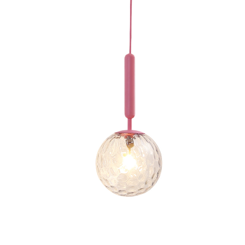Skørter | 1 Bulb Wall Pendant Light Minimalism Pink Finish Wall Mounted Lamp with Globe White Matte/Clear Water Glass Shade