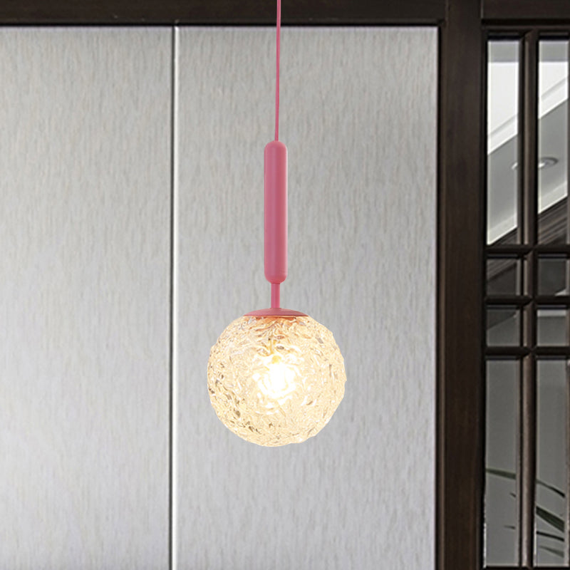 Skørter | 1 Bulb Wall Pendant Light Minimalism Pink Finish Wall Mounted Lamp with Globe White Matte/Clear Water Glass Shade