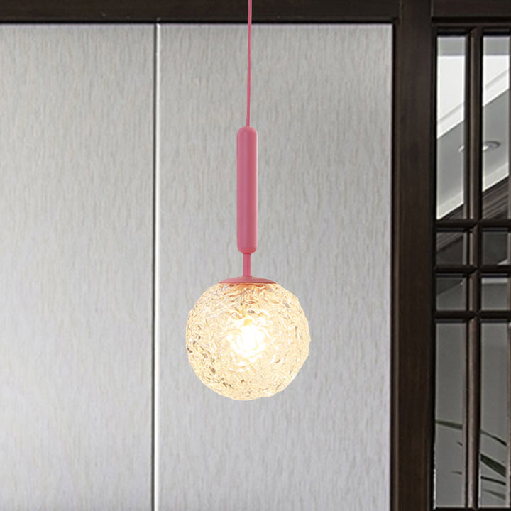Skørter | 1 Bulb Wall Pendant Light Minimalism Pink Finish Wall Mounted Lamp with Globe White Matte/Clear Water Glass Shade
