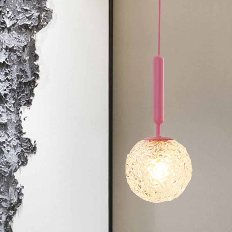 Skørter | 1 Bulb Wall Pendant Light Minimalism Pink Finish Wall Mounted Lamp with Globe White Matte/Clear Water Glass Shade
