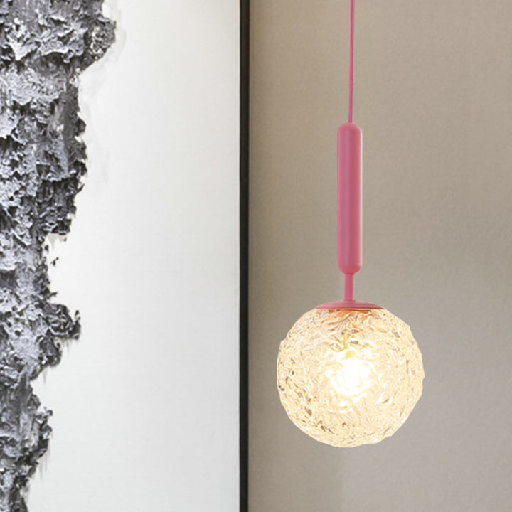 Skørter | 1 Bulb Wall Pendant Light Minimalism Pink Finish Wall Mounted Lamp with Globe White Matte/Clear Water Glass Shade