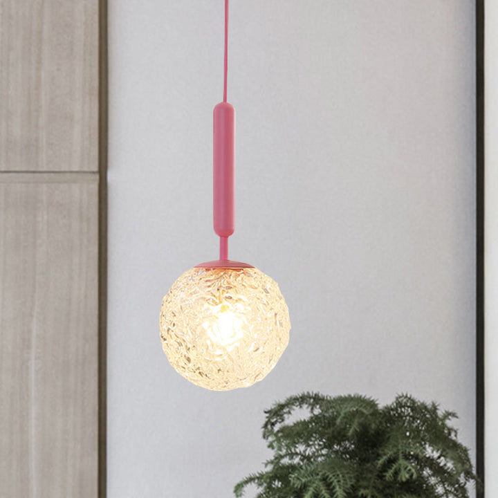 Skørter | 1 Bulb Wall Pendant Light Minimalism Pink Finish Wall Mounted Lamp with Globe White Matte/Clear Water Glass Shade
