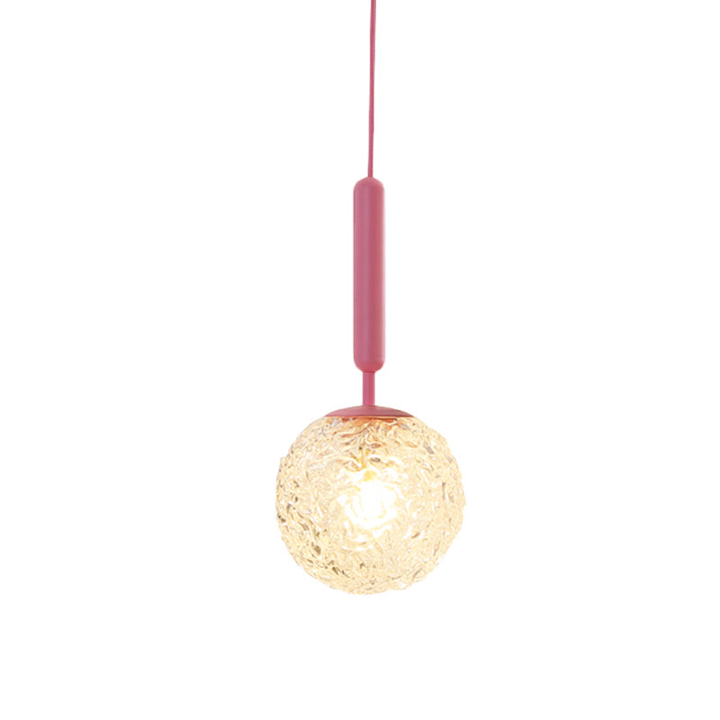 Skørter | 1 Bulb Wall Pendant Light Minimalism Pink Finish Wall Mounted Lamp with Globe White Matte/Clear Water Glass Shade