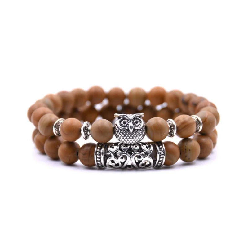 Lisslune | Owl Charm Natural Stone Bracelet