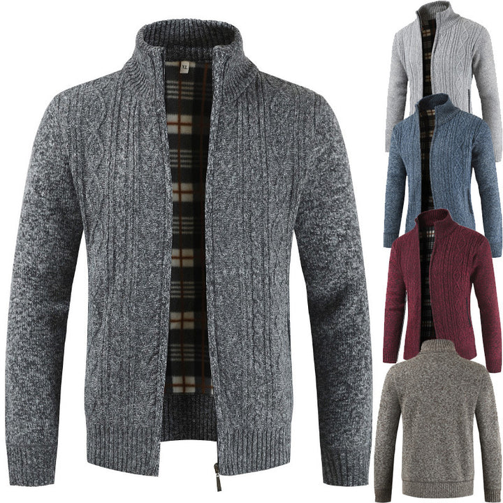 Men's zip-up knitted jacket with stood-up collar Lisslune