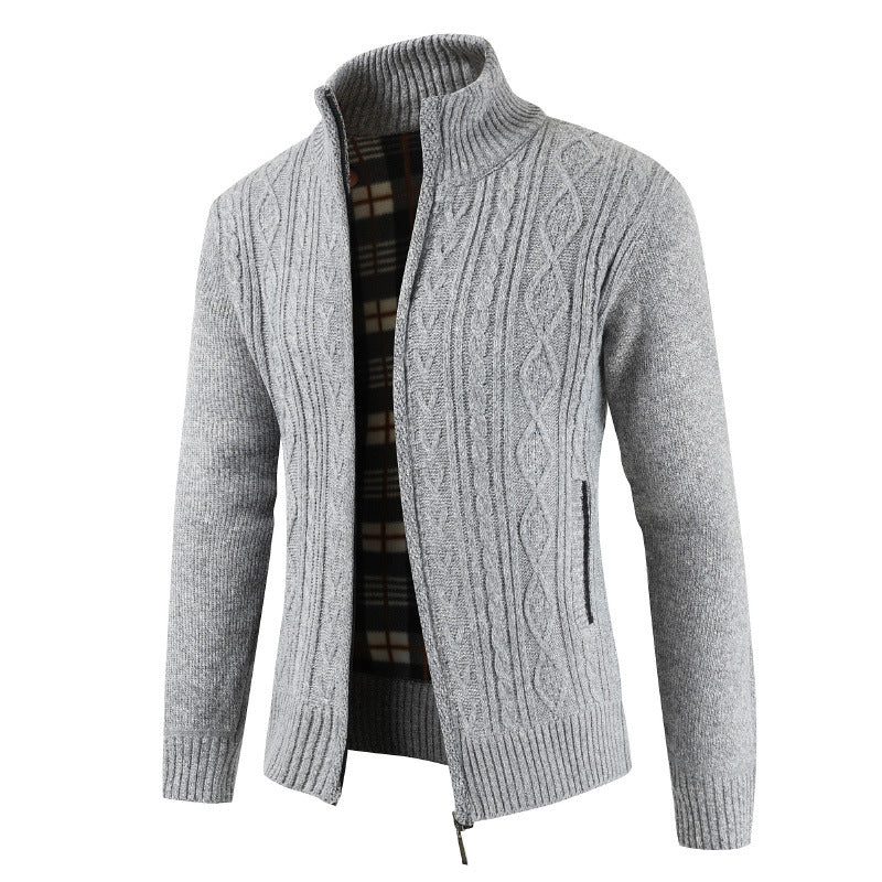 Men's zip-up knitted jacket with stood-up collar Lisslune