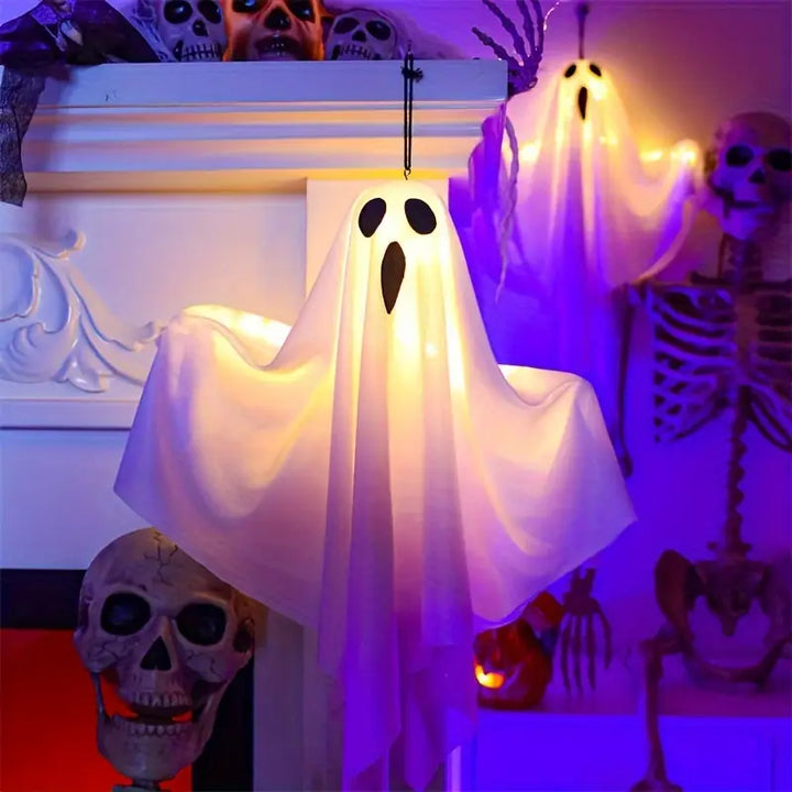 Lisslune | Set of 3 LED Hanging Ghost Decorations for Halloween