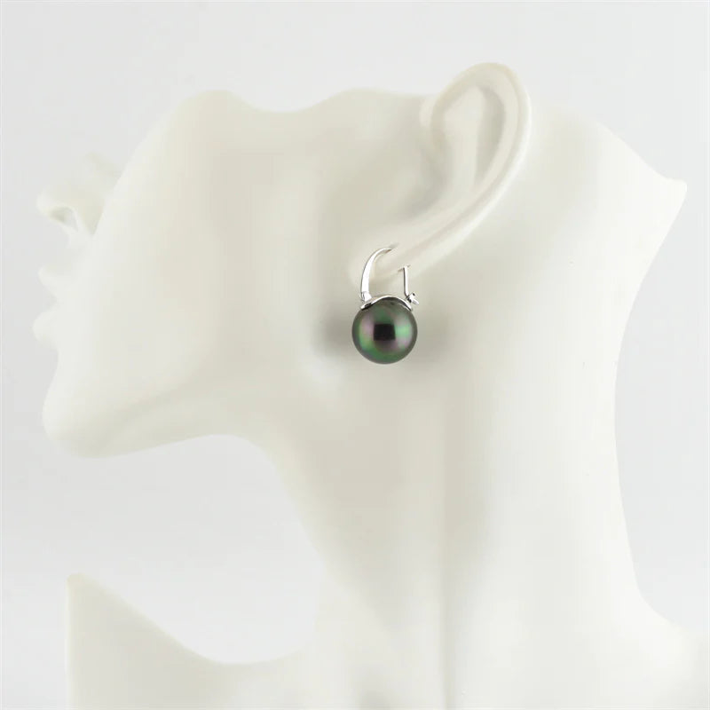 Lisslune | Black Pearl Earrings  Available in White Champagne Grey Gold and Black  Pearl Dangle Earrings