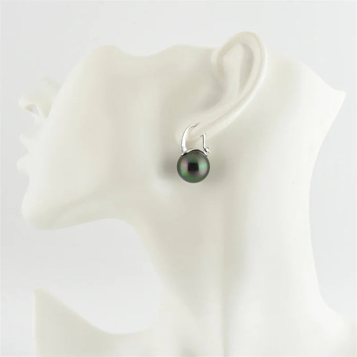 Lisslune | Black Pearl Earrings  Available in White Champagne Grey Gold and Black  Pearl Dangle Earrings