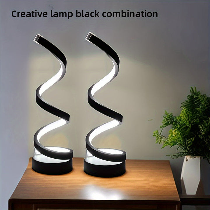 Lisslune | Modern Spiral Table Lamp – Creative LED Desk Lamp with Gentle Warm Light, Perfect for Bedroom, Living Room, and Study Decor