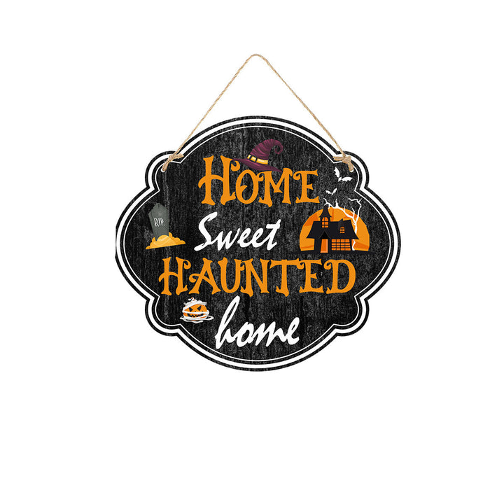 Lisslune | Halloween Door Sign – Wooden Look Plates with Pumpkin, Skull, and Witch Designs