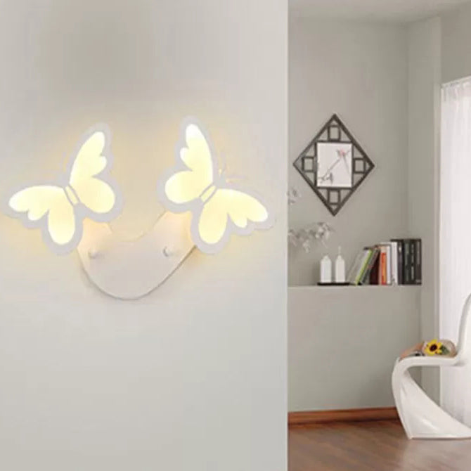 Skørter | White Butterfly Wall Lamp Contemporary Romantic Acrylic Wall Lamp for Hall