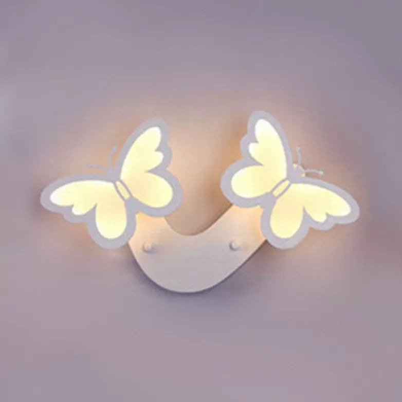 Skørter | White Butterfly Wall Lamp Contemporary Romantic Acrylic Wall Lamp for Hall
