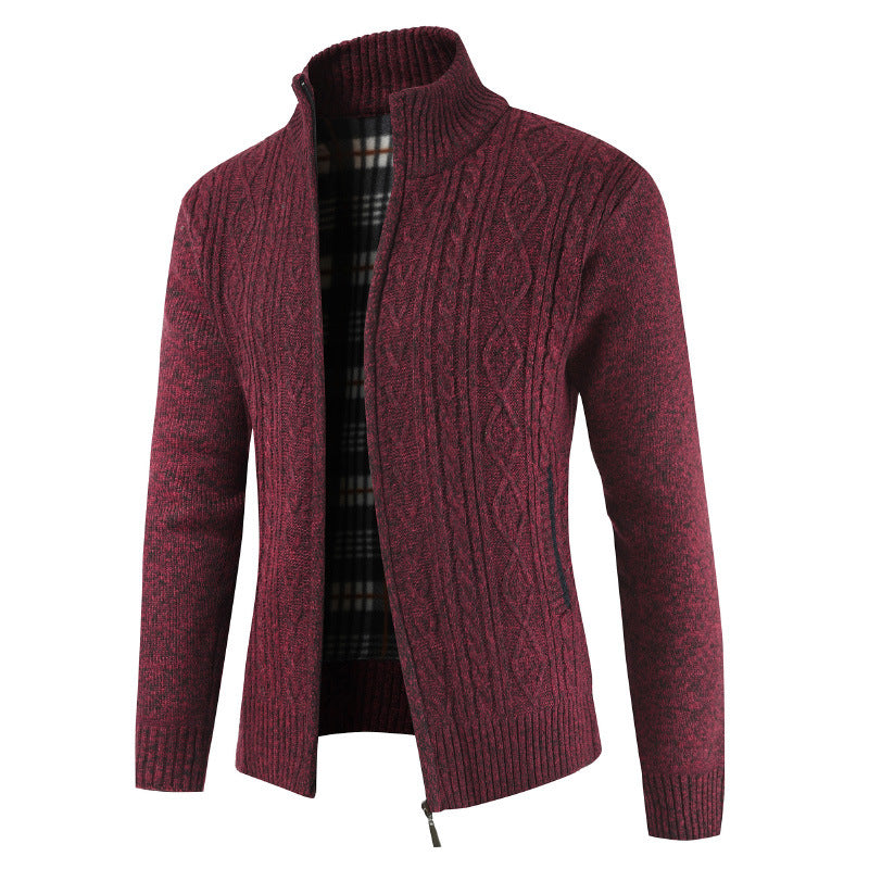 Men's zip-up knitted jacket with stood-up collar Lisslune