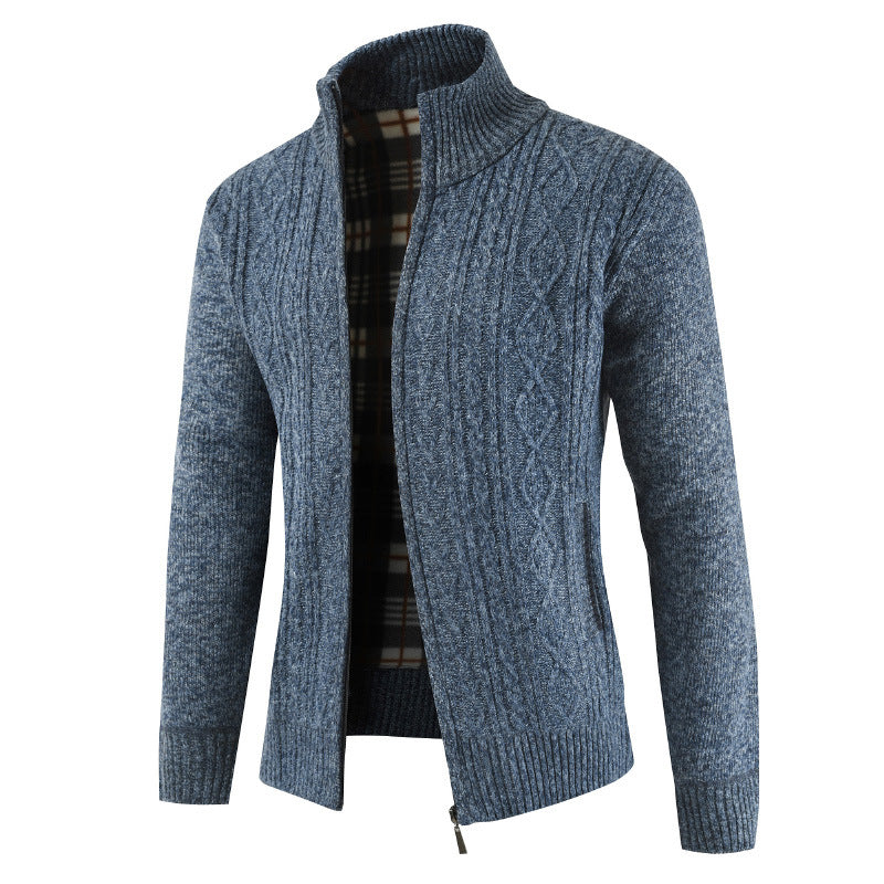 Men's zip-up knitted jacket with stood-up collar Lisslune