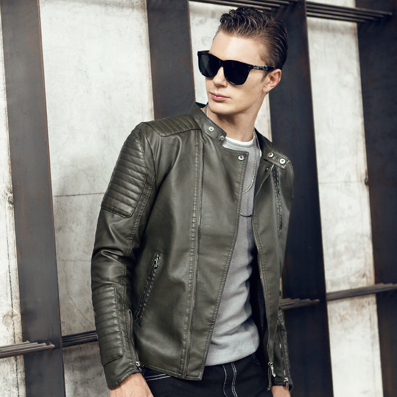 Men's biker jacket in modern design with sturdy zippered pockets Lisslune