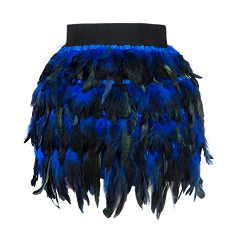 Women's feather skirt with eye-catching design and elastic waistband