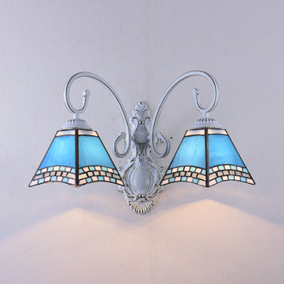 Lisslune | Nautical Pyramid Wall Lamp Enamelled Glass 2 Lights Indoor Lighting for Living Room