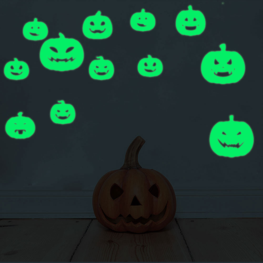 Rynx | Veranda Halloween Ideas Halloween carved glowing stickers blood-absorbing bat witch pumpkin ghost peeking eyes holiday decorative fluorescent stickers