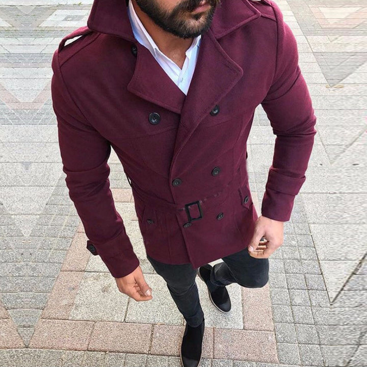 Men's fashionable trench coat with padded collar and belt Lisslune