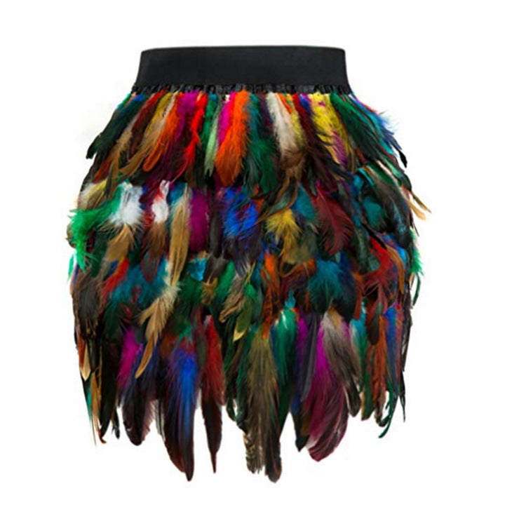Women's feather skirt with eye-catching design and elastic waistband