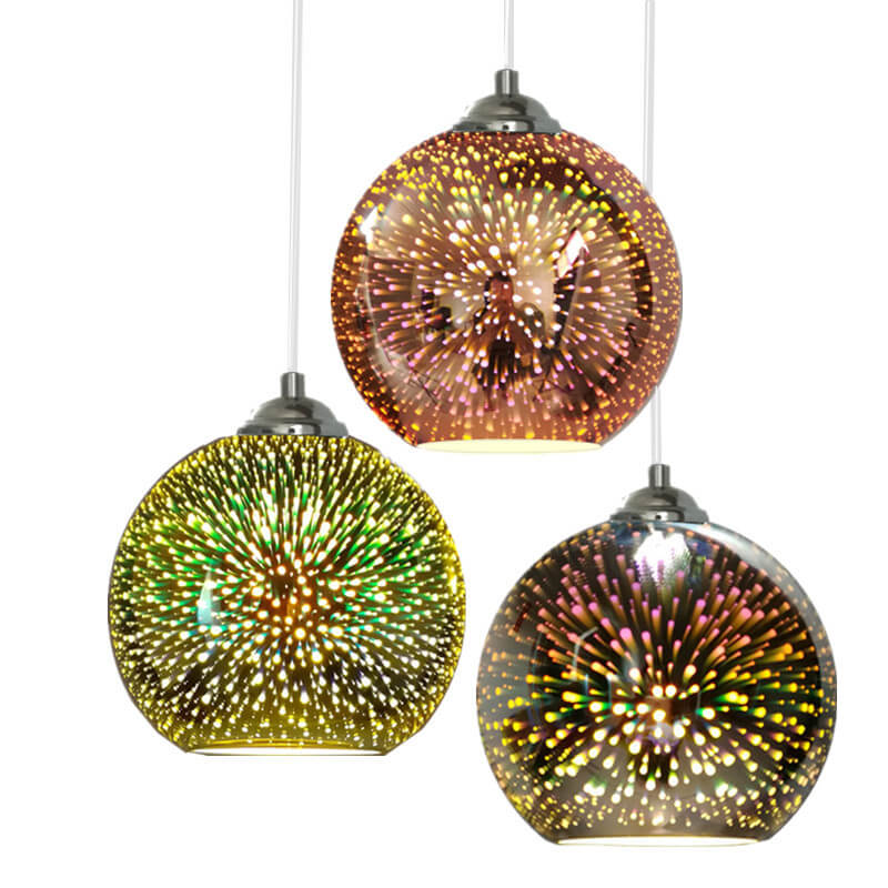 Lisslune | Modern creative 3D colorful firework glass 1-light dome pendant lamp