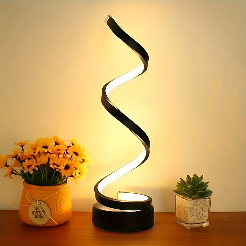 Lisslune | Modern Spiral Table Lamp – Creative LED Desk Lamp with Gentle Warm Light, Perfect for Bedroom, Living Room, and Study Decor