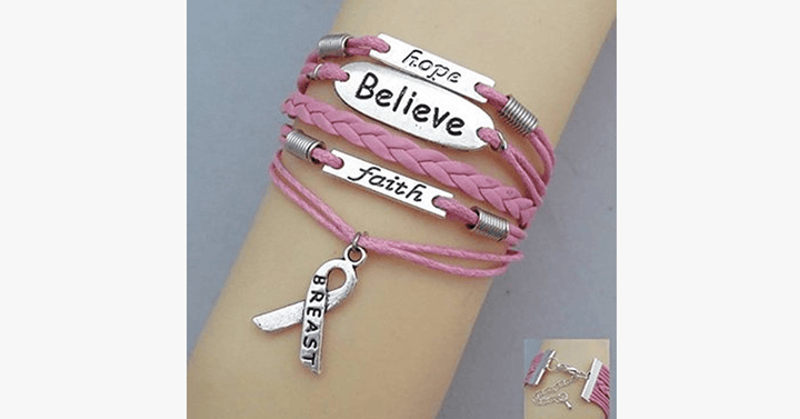 Lisslune | Hope Faith and Faith Breast Cancer Bracelet