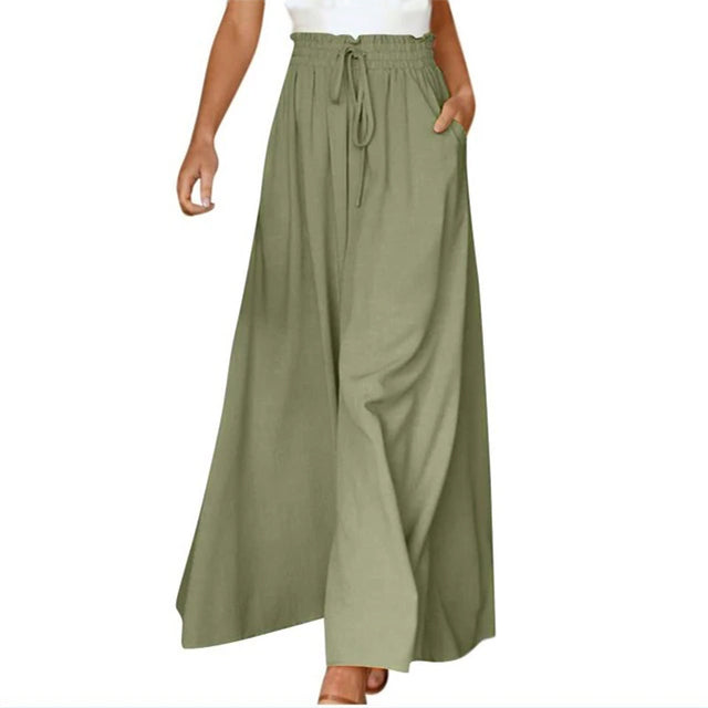 Lisslune | Leichte Damen Leinenhose mit Weitem Bein für Frühling und Sommer