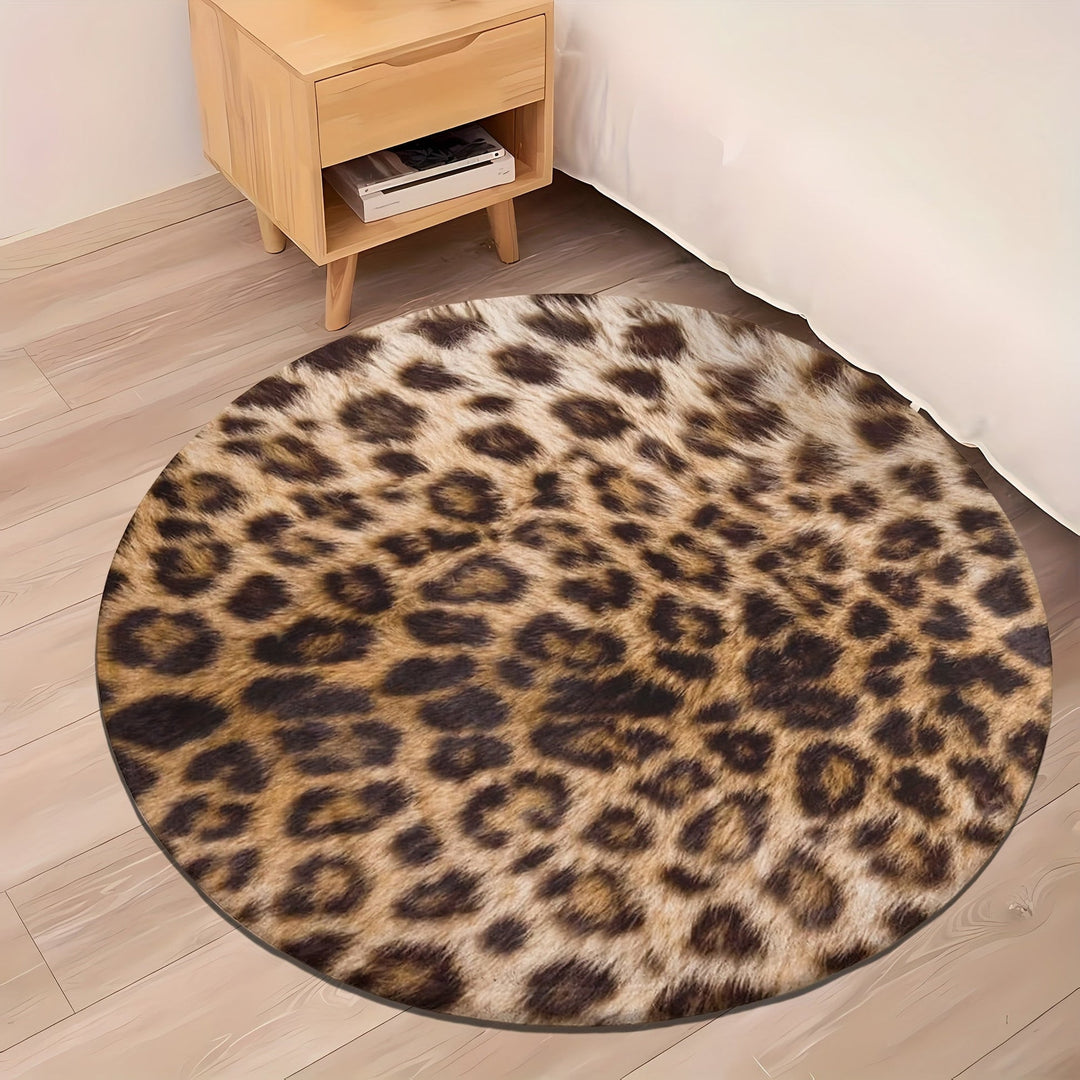 Lisslune | LeopardLuxe Round Rug – Wild Elegance & Non-Slip Comfort
