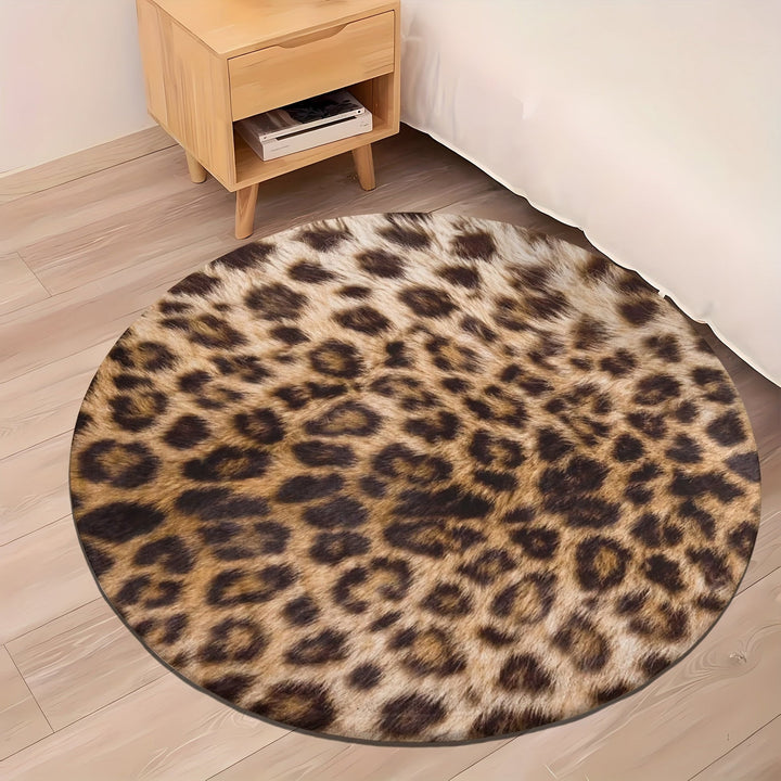 Lisslune | LeopardLuxe Round Rug – Wild Elegance & Non-Slip Comfort